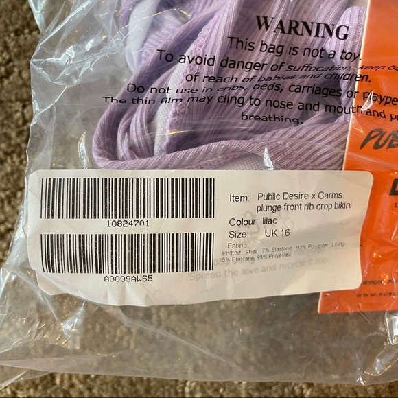 Public Desire x CARMS Bikini top ribbed lavender - Picture 5 of 11